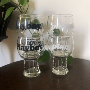 Playboy/Playgirl Logo Glass Goblet Set of 4